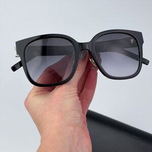 Saint Laurent SLM105/F 002 BRAND NEW Sunglasses Black Grey Square Unisex